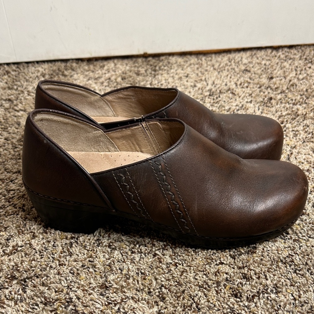 Dansko Dark Brown Leather Mules
